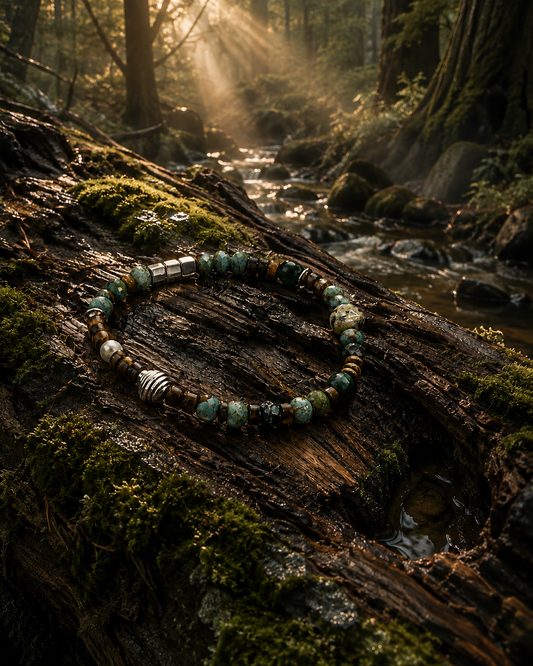 Forest Canopy — Turquoise & Tiger Eye Gemstone Bracelet
