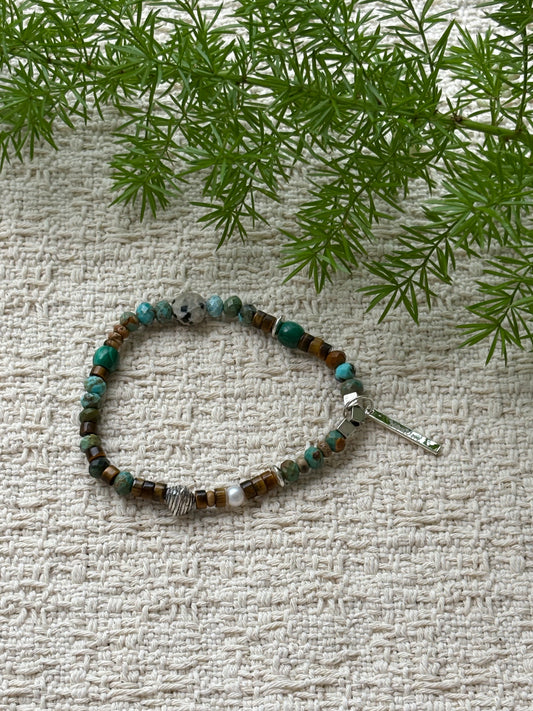 Forest Canopy — Turquoise & Tiger Eye Gemstone Bracelet