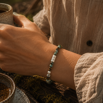 Forest Canopy — Turquoise & Tiger Eye Gemstone Bracelet