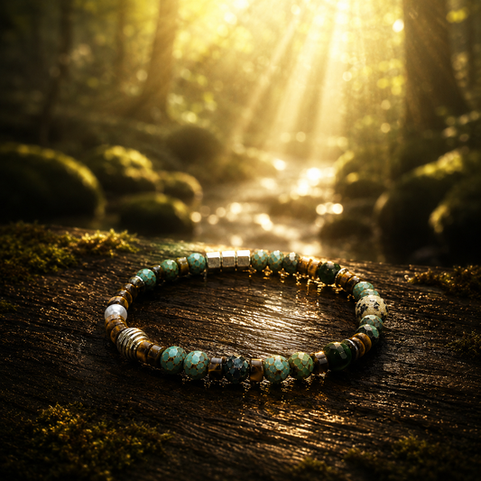 Forest Canopy — Turquoise & Tiger Eye Gemstone Bracelet