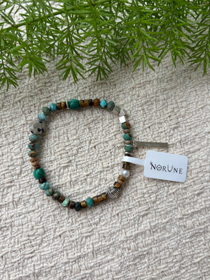 Forest Canopy — Turquoise & Tiger Eye Gemstone Bracelet