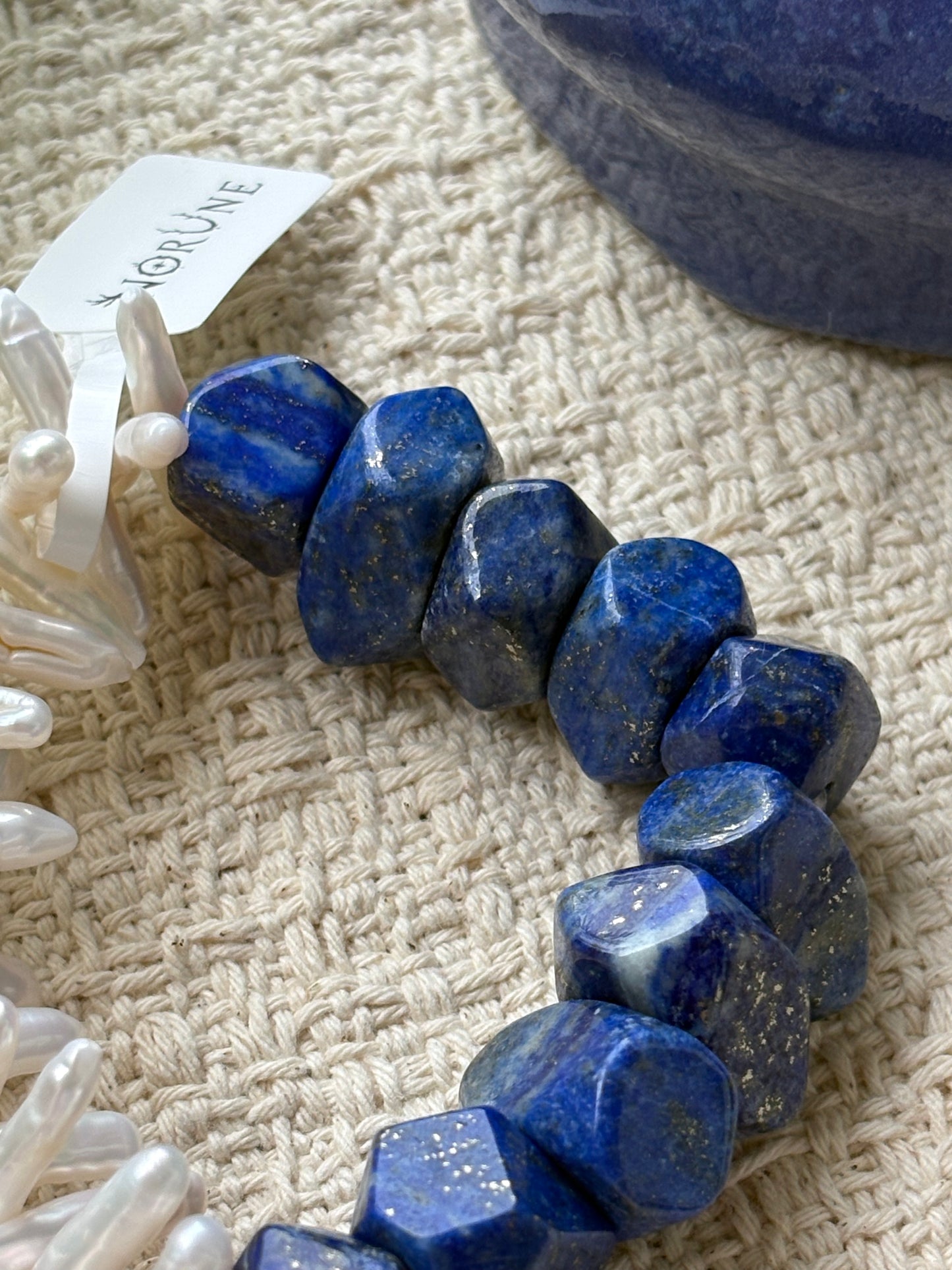 Celestial Frost — Lapis Lazuli & Baroque Pearl Bracelet