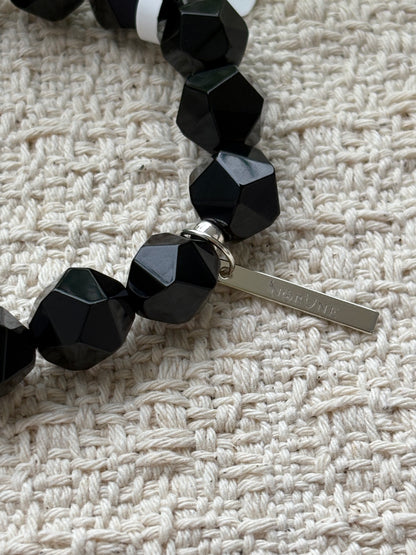 Midnight Core — Black Agate & Black Phantom Quartz Bracelet