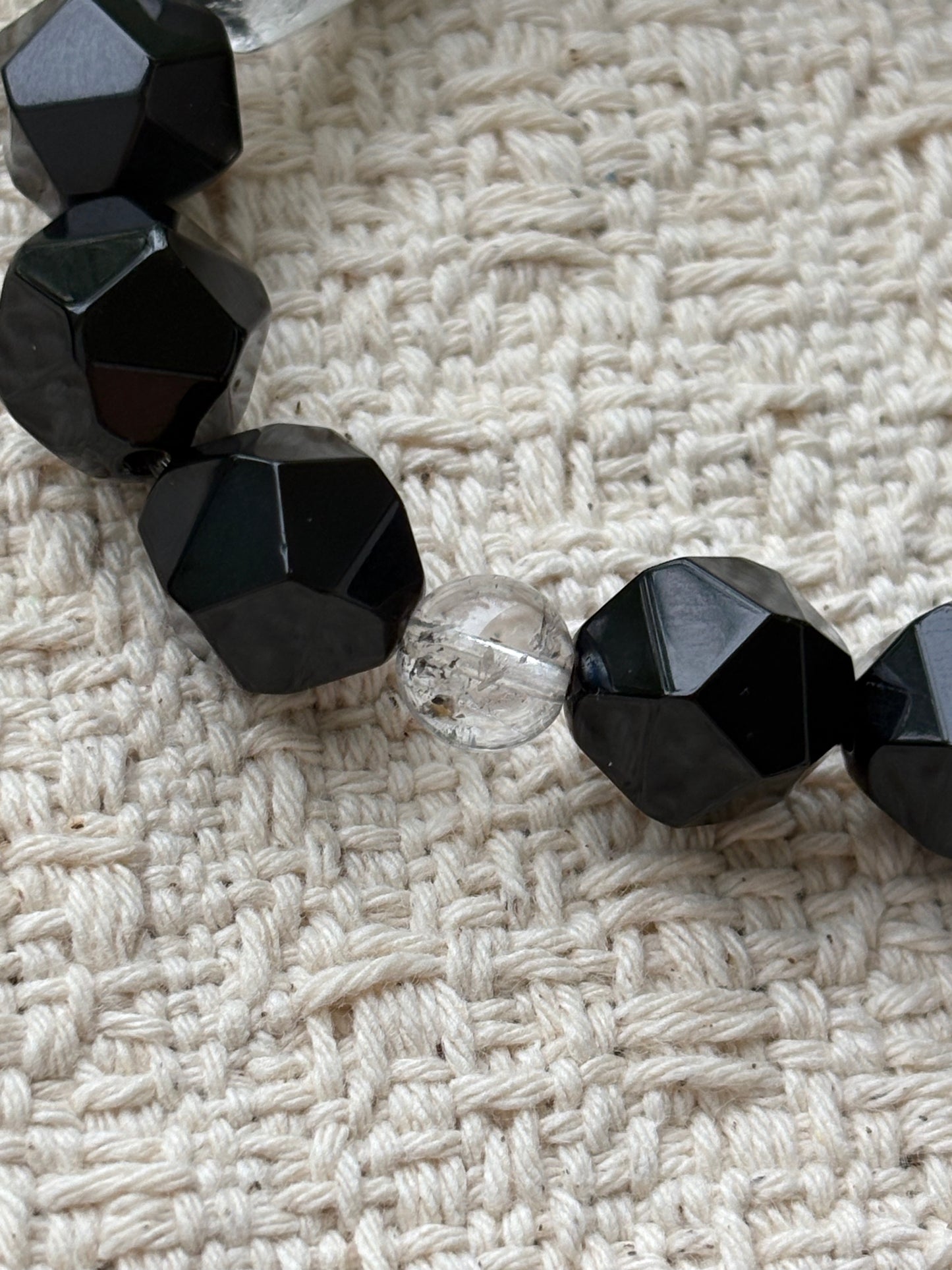 Midnight Core — Black Agate & Black Phantom Quartz Bracelet