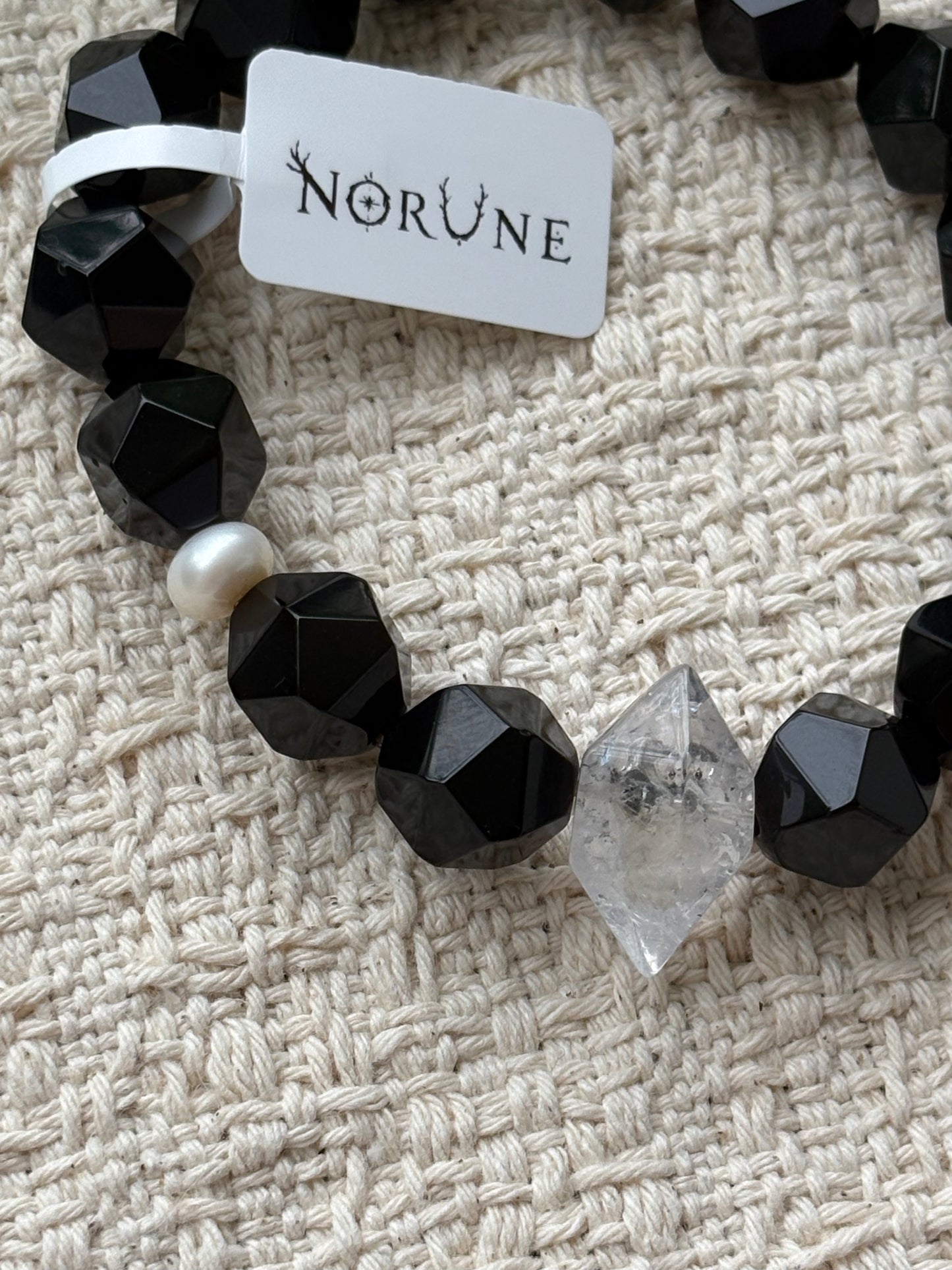 Midnight Core — Black Agate & Black Phantom Quartz Bracelet