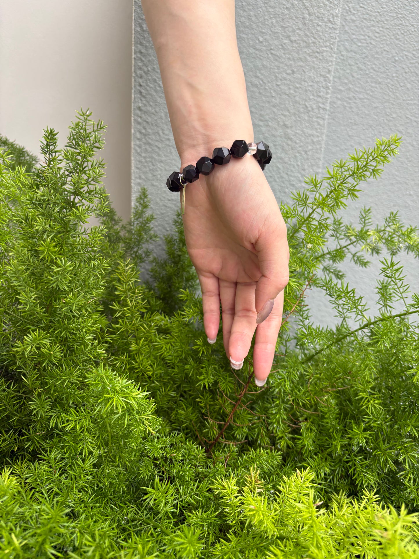 Midnight Core — Black Agate & Black Phantom Quartz Bracelet