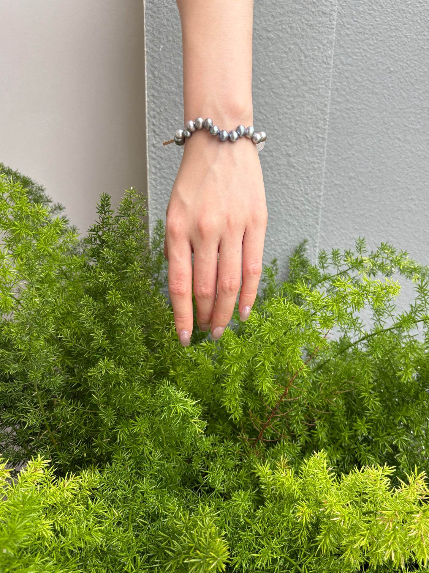 Silver Dawn — Natural Clear Quartz & Grey Freshwater Pearl Bracelet