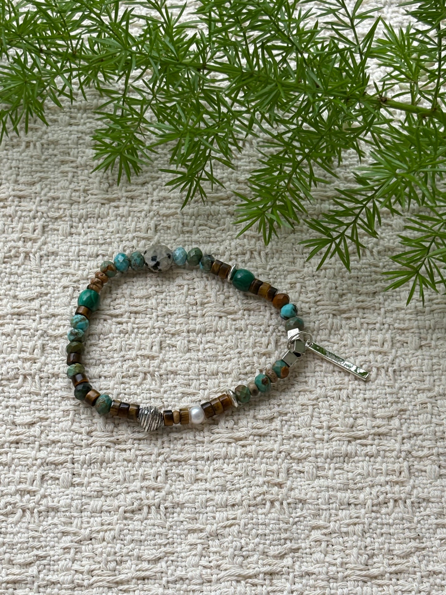 Forest Canopy — Turquoise & Tiger Eye Gemstone Bracelet
